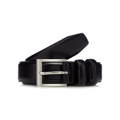 Black leather double keeper belt